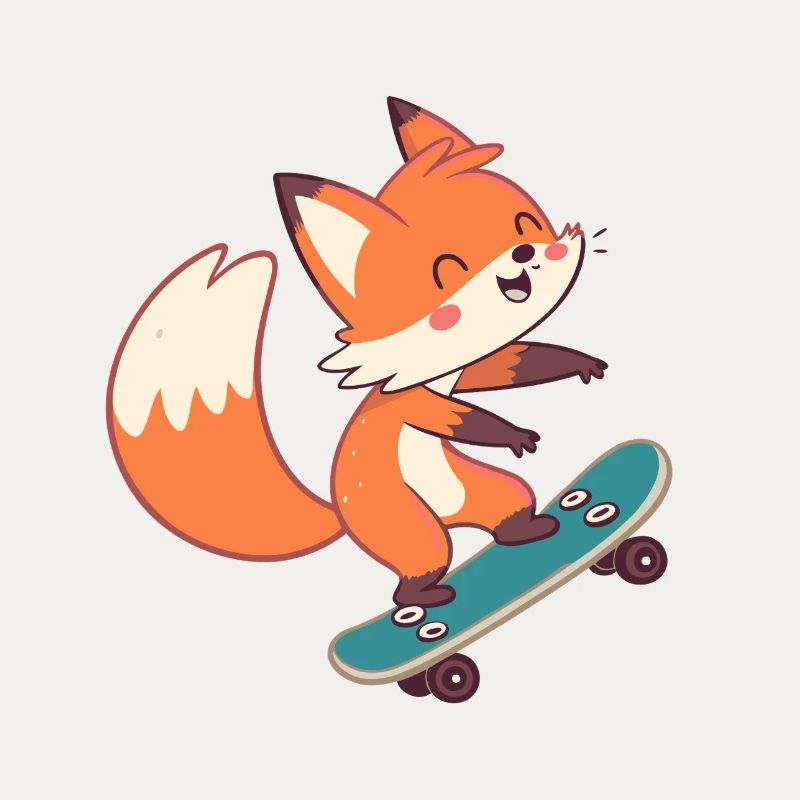 Fox skateboarder on skateboard