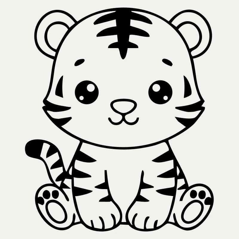 Petit tigre mignon – Petit noir et blanc