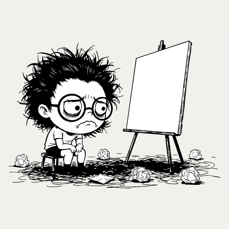 Künstler Creative Blocking Empty Canvas Manga