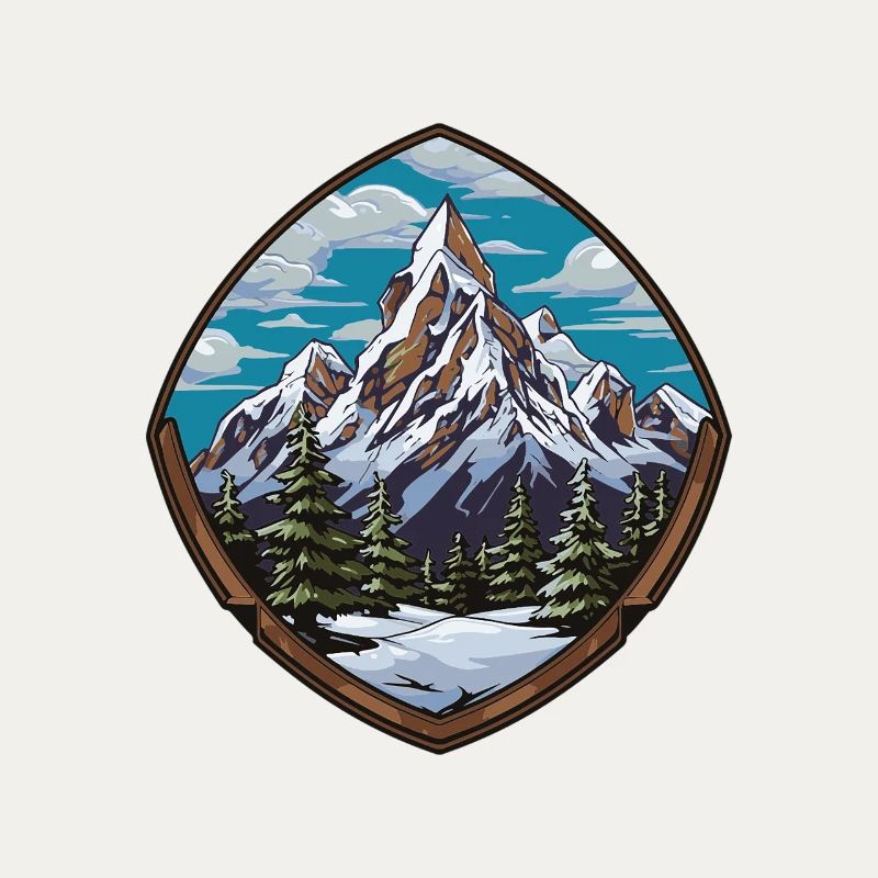 Mountain Summit Shield Emblem Mountains