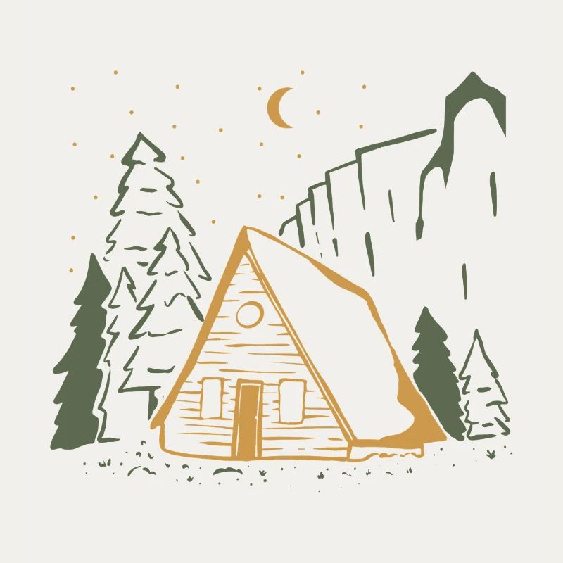 Moonlit Rustic Cabin Night
