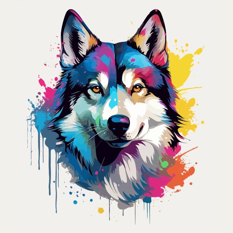Art coloré éclaboussé de Husky de chien