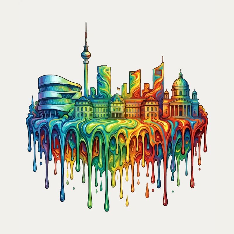 Stuttgart with colourful gradient
