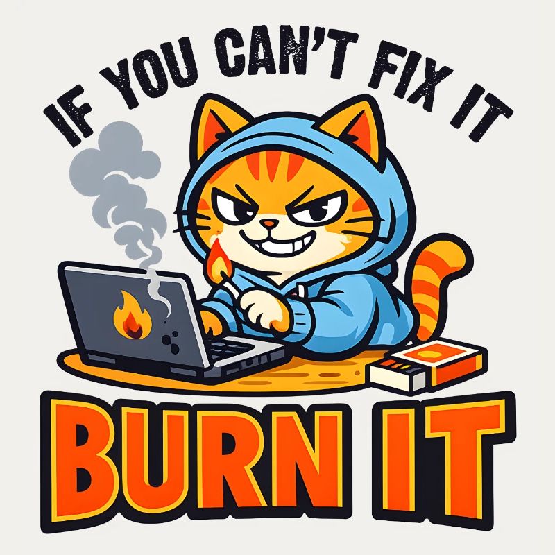 Computer Scientist Cat Burn It - Funny Saying