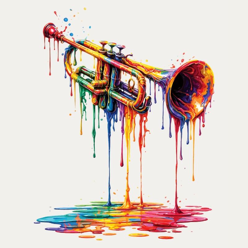 Trompette avec de la peinture qui goutte
