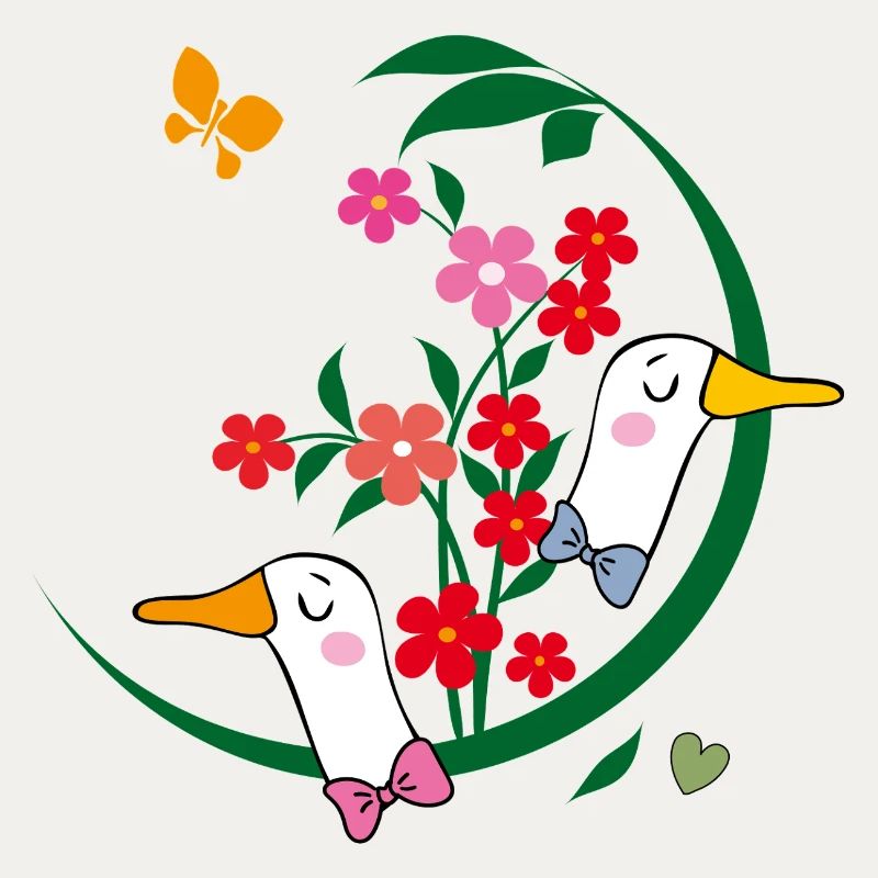  Gänse mit Blüten