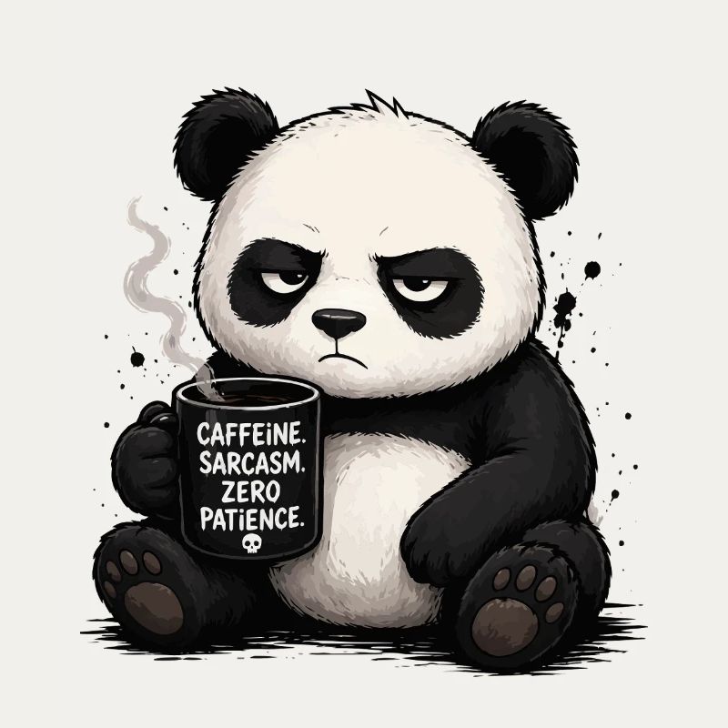 Kaffeepanda mit Sarkasmus