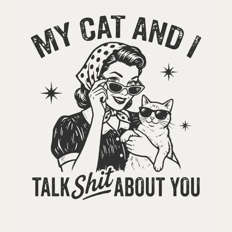 Katzengespräch im Retrostil Lästern Geschenk