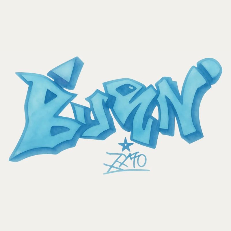Blaues Graffiti Bevin Style