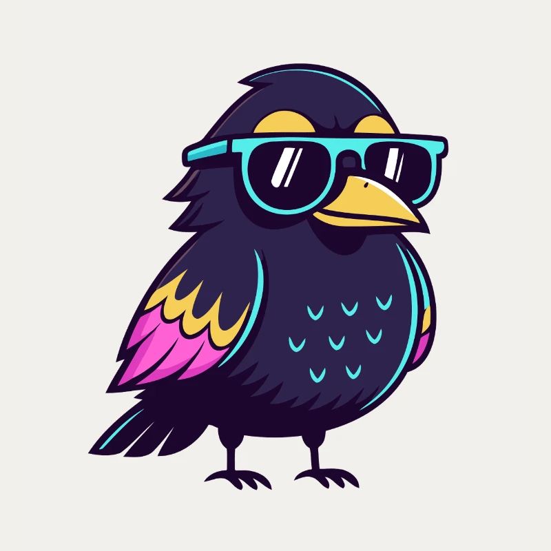 Solarblauer Hipster-Vogel
