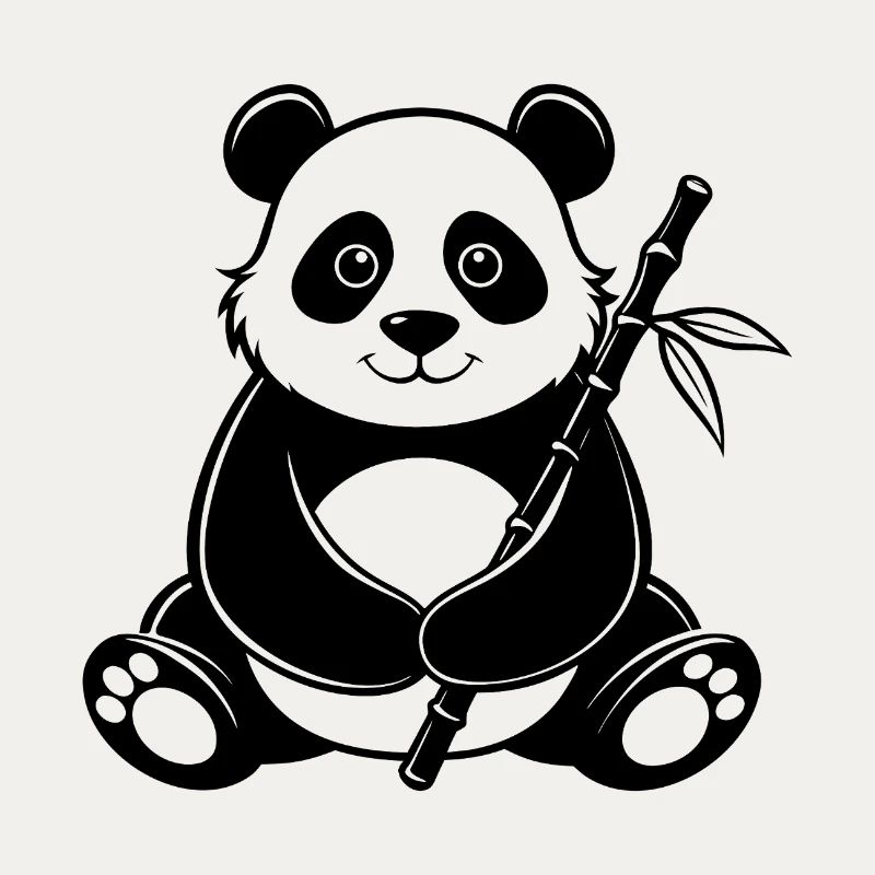 Panda With Bamboo