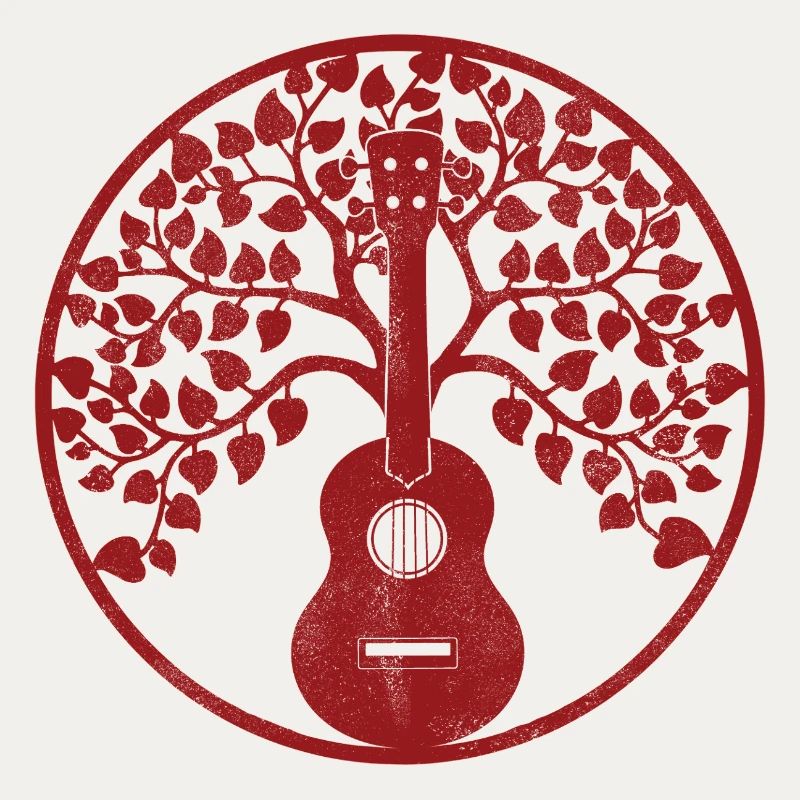 Ukulele tree mandala red