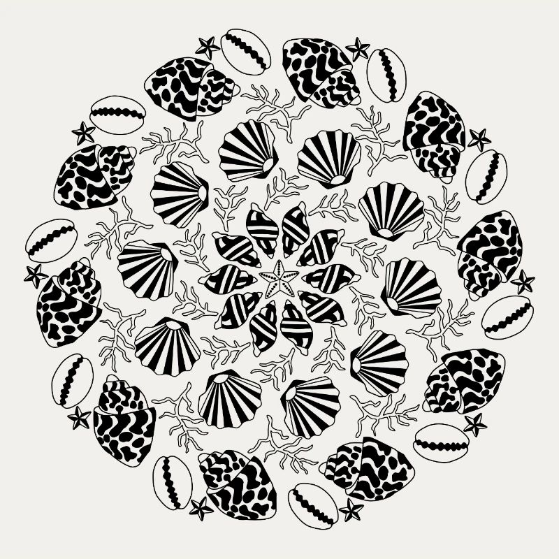 Shell Mandala black and white