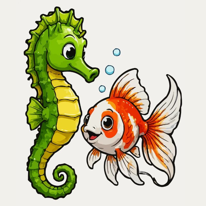 Poisson rouge hippocampe des Amis sous-marins