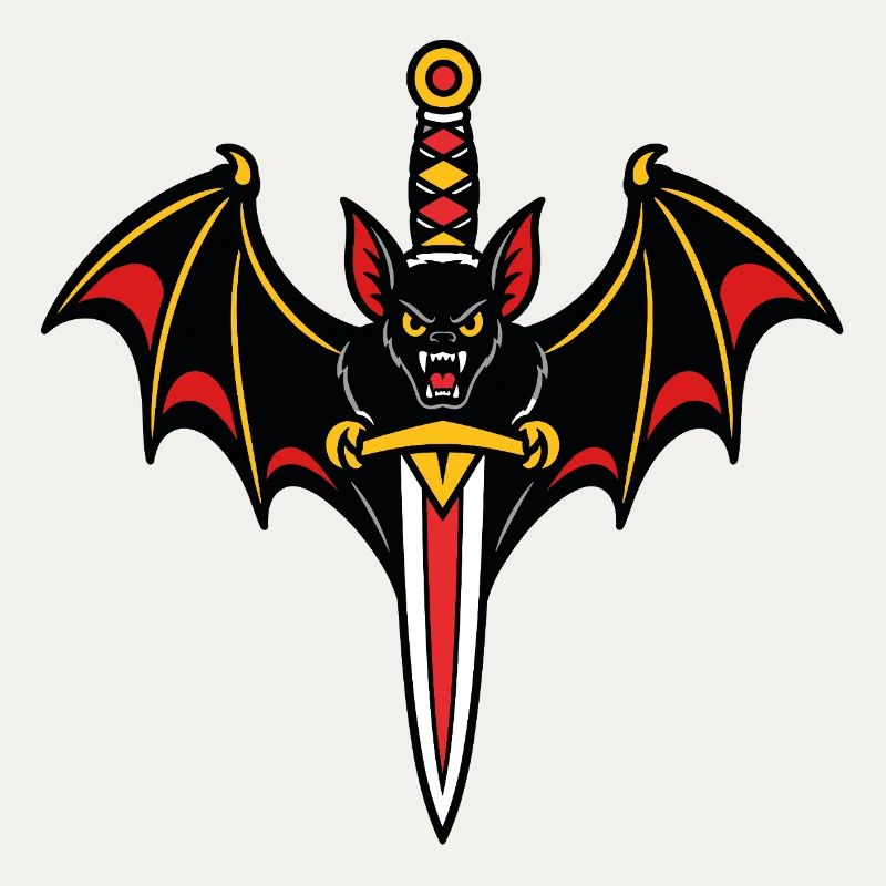 Bat dagger style tattoo dark