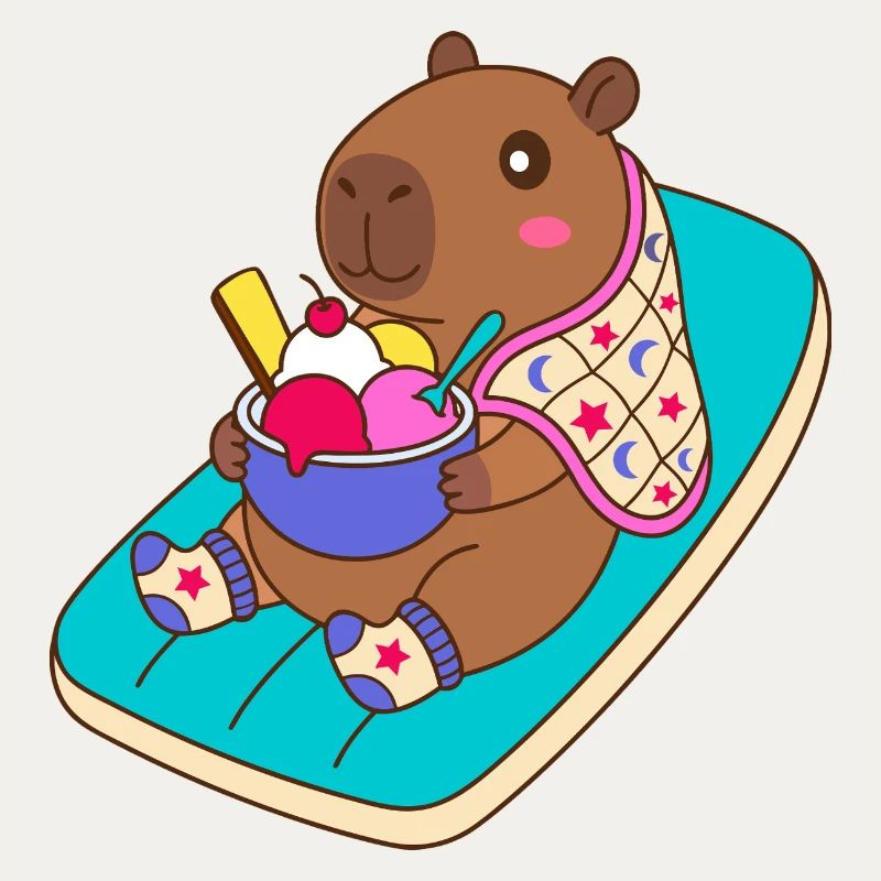 Capibara Sundae sur une plage Float - mode vacances