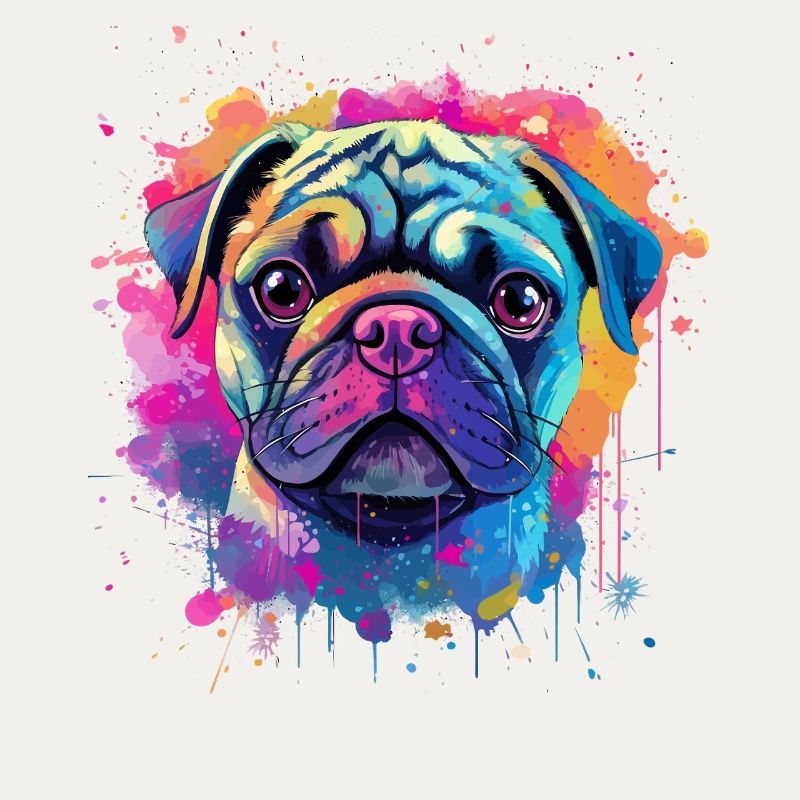 Lebendiges Mops-Splash-Porträt
