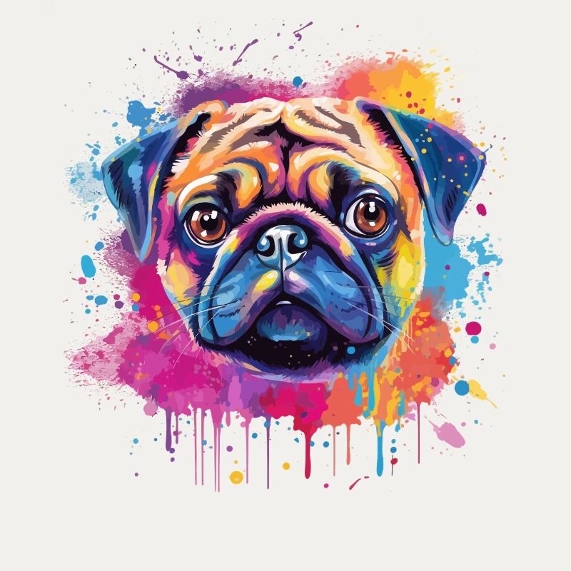Lebendiges Mops-Splash-Porträt