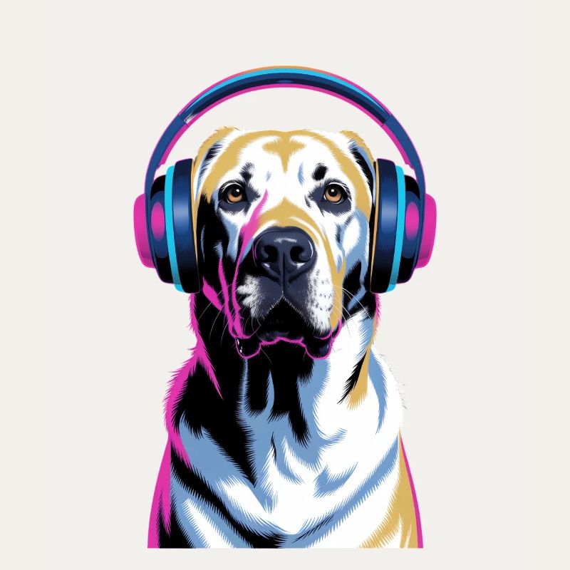  Labrador mit Kopfhörern
