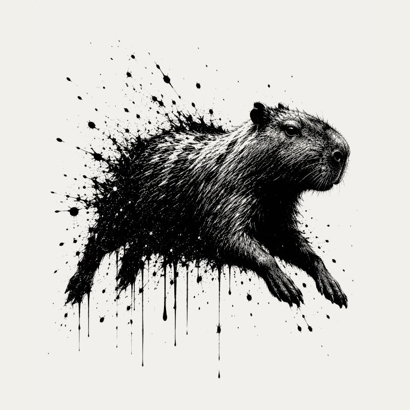 Capybara Splatter Illustration