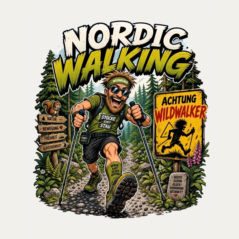Nordic Walking Waldabenteuer Comic