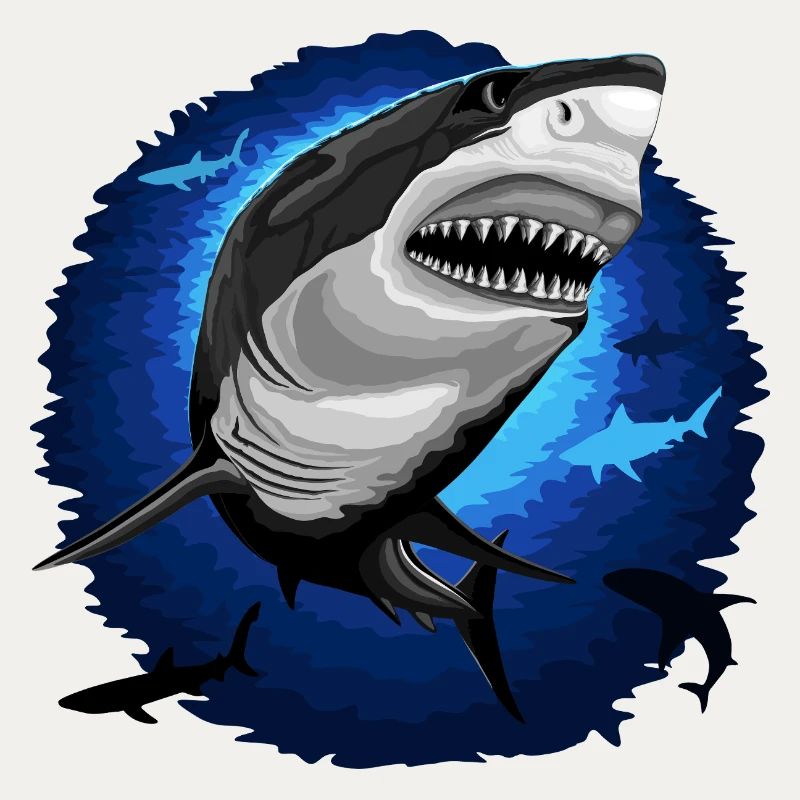 Shark Attack jaws on Deep Blue Ocean