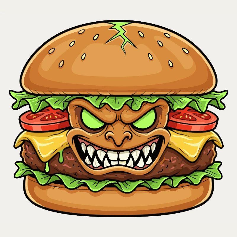Grimmiger Burgerdämon Cartoon