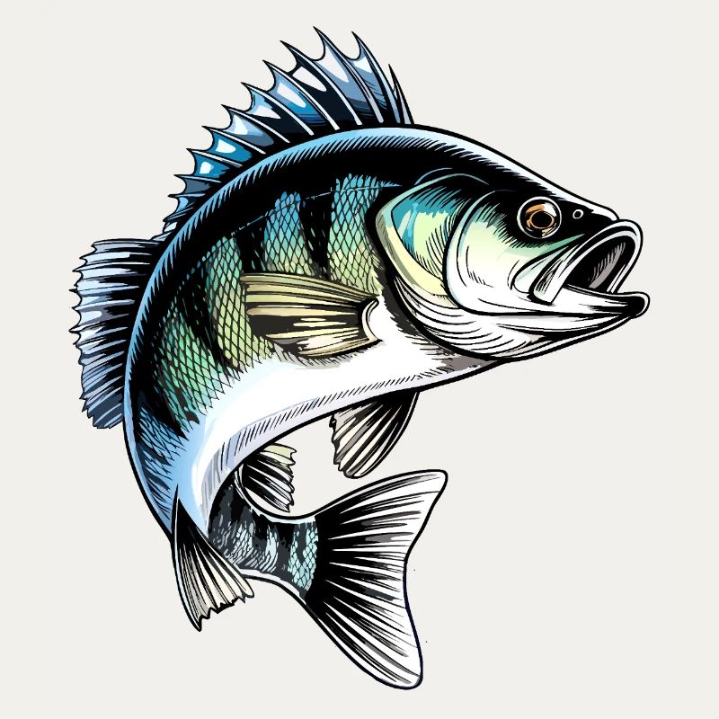 Jumping Perch Dynamic Fish Illustration