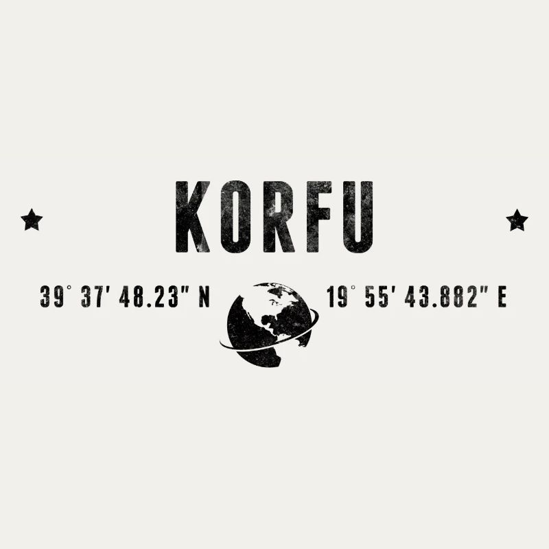 Corfu Stylized Geographical Coordinates