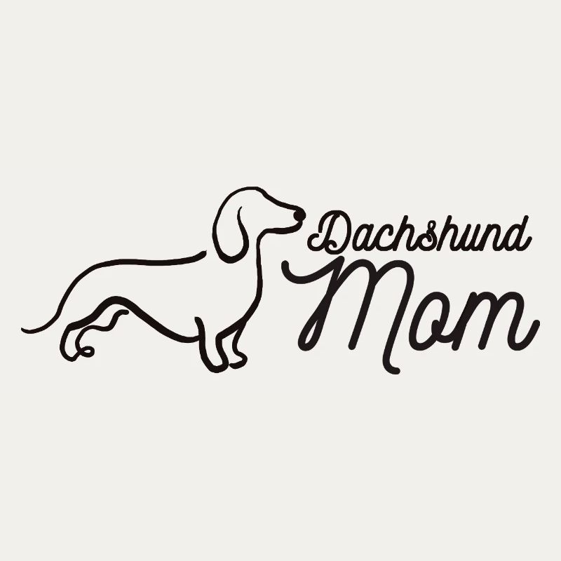 Dachshund Mom Script Logo Lineart Dackel