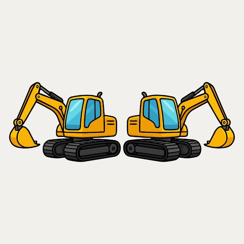 Silhouette de machine de construction double