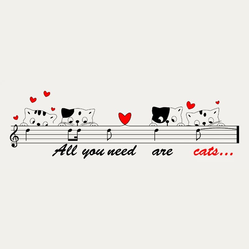 Singing cats with melody for bright clothes