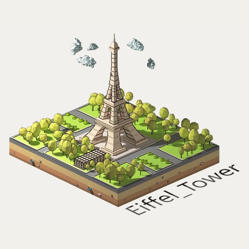 Geometrischer Low-Poly-Eiffelturm