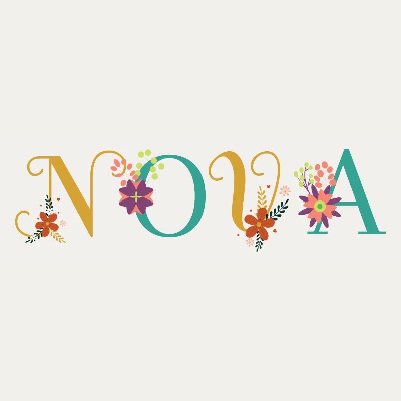 NOVA Name Art avec des fleurs brodées