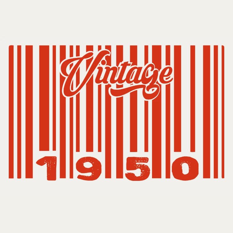 Vintage 1950's Born In 1950 75 Years Bar Code Anniversai