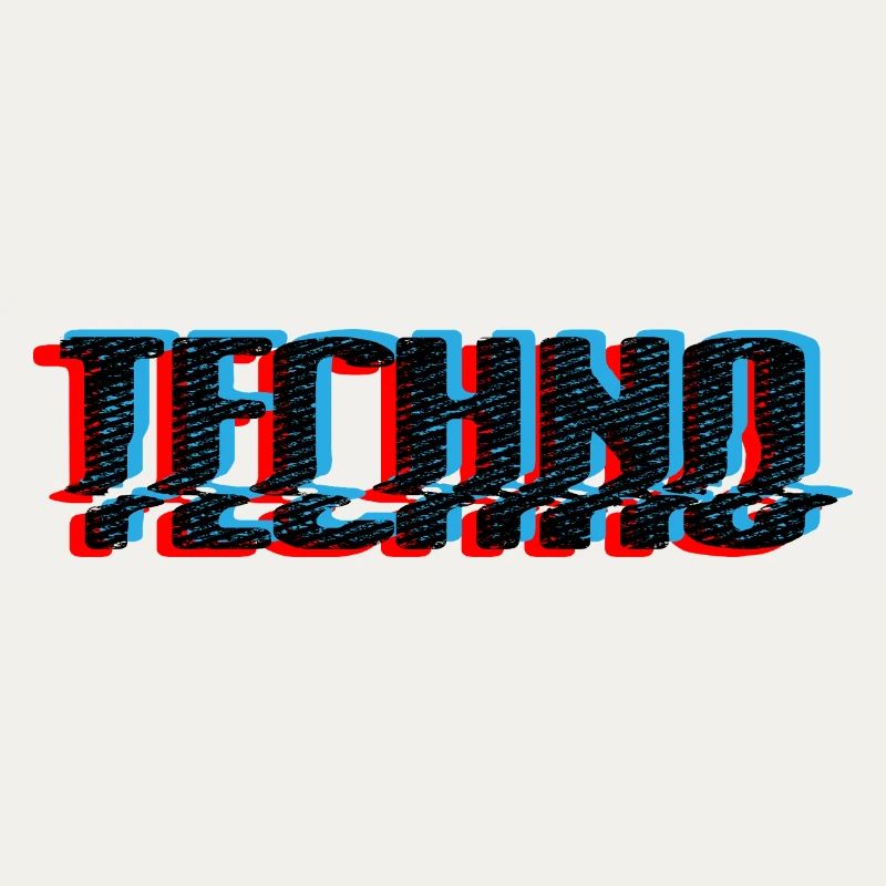 Techno Blue Neon Overprint Typographie