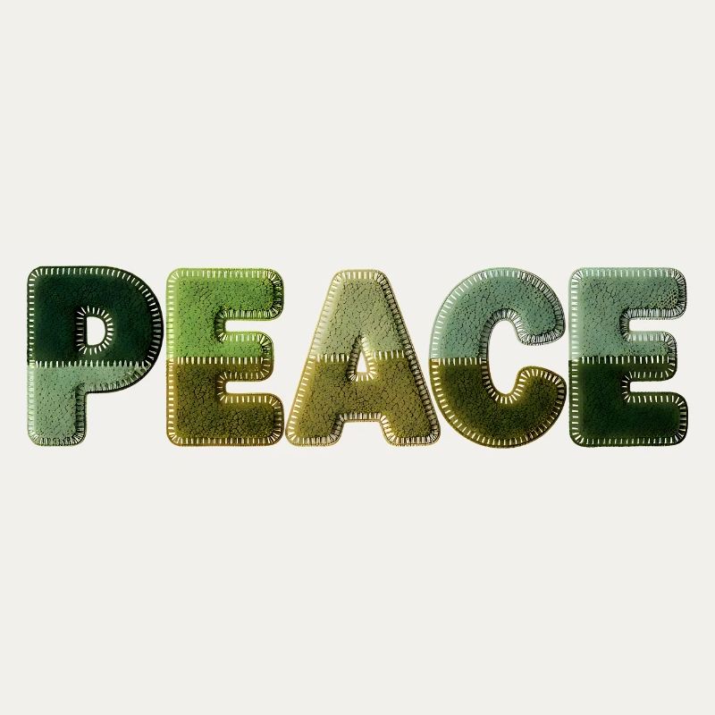 Peace Lettering Patchwork Look 70s Style