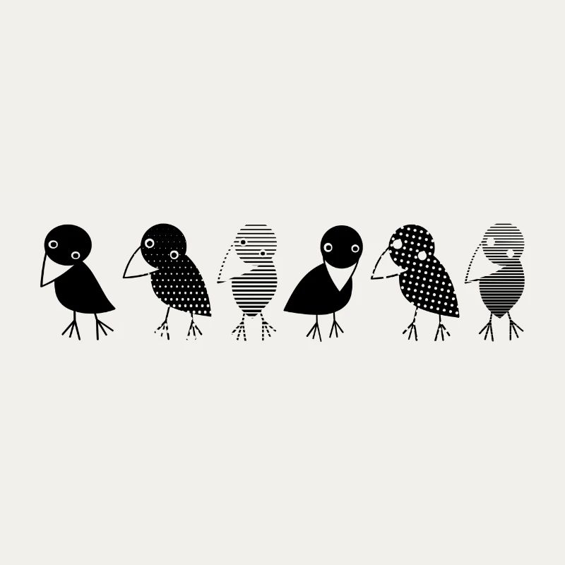 Crows at a glance. Cosy crows on a row