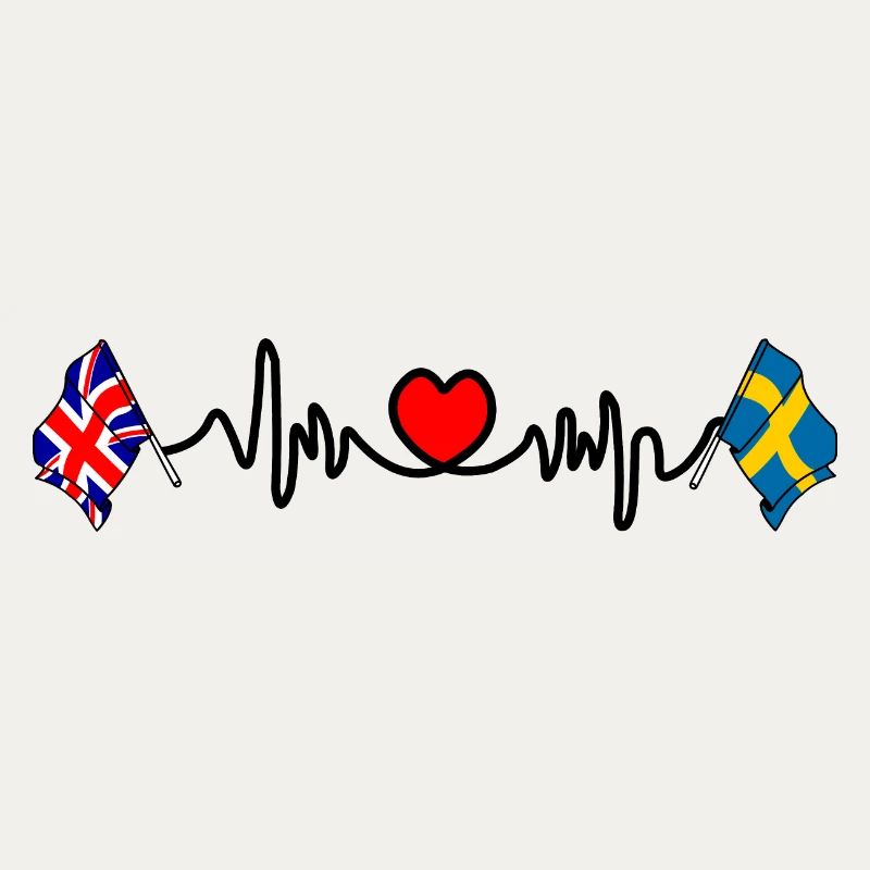 Cardio heart Drapeau Angleterre, drapeau Suède