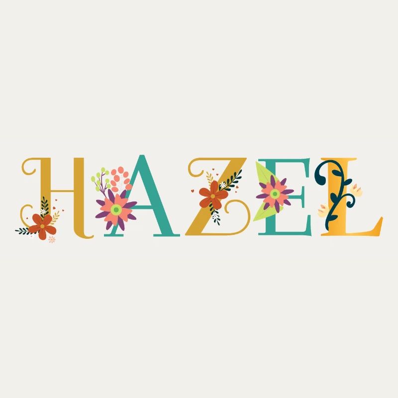 HAZEL Namenskunst mit Blumen gestickt