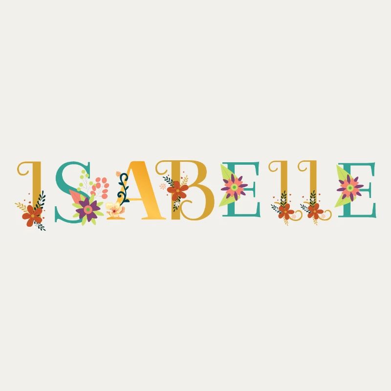 ISABELLE Nom Art avec fleurs brodées