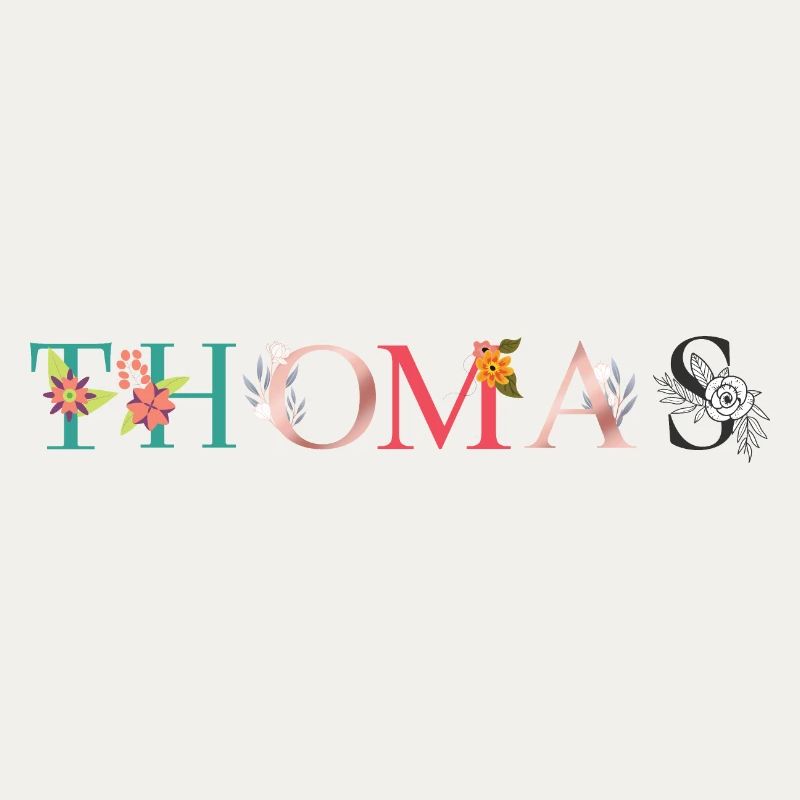 THOMAS ART DU NOM AVEC FLEURS BRODÉES