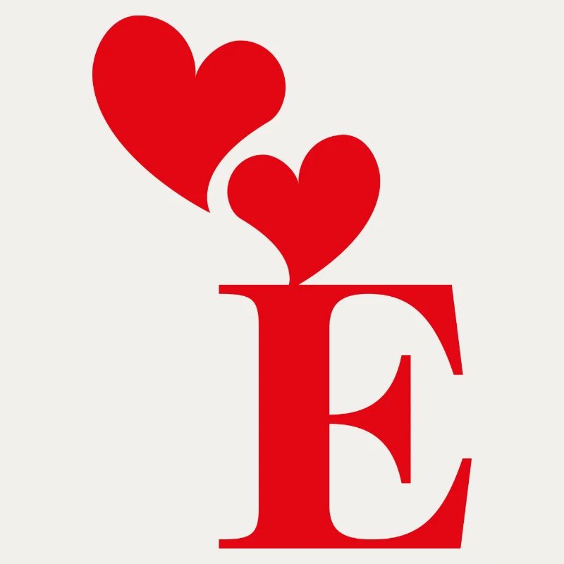 Letter e red heart