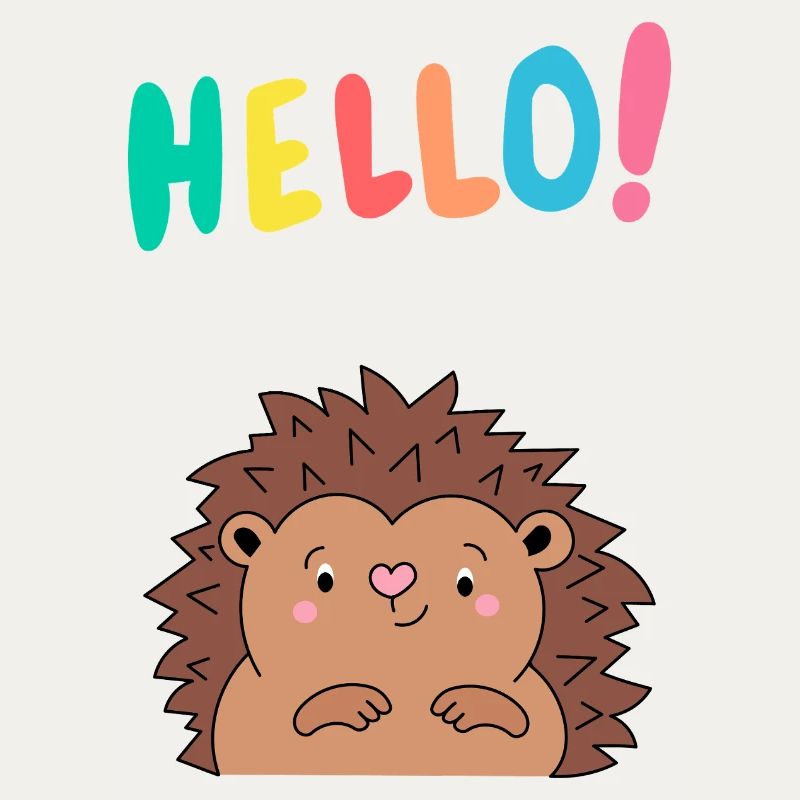 Hérisson mignon dit bonjour - Idée cadeau - Bébé