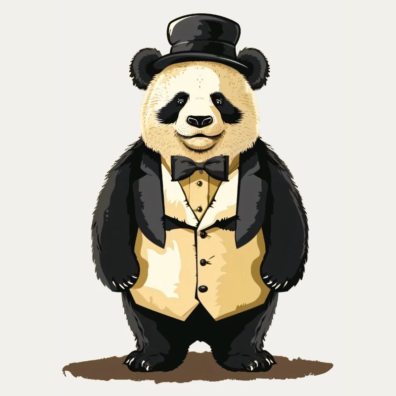 Panda mignon en queue de pie