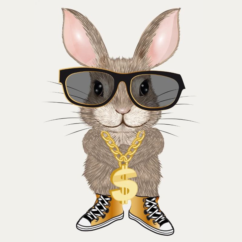 cute bunny as hip hopper with cool glasses
