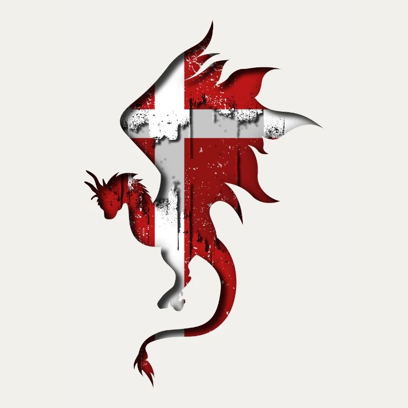 Drapeau du Danemark - Danemark - Silhouette de dragon