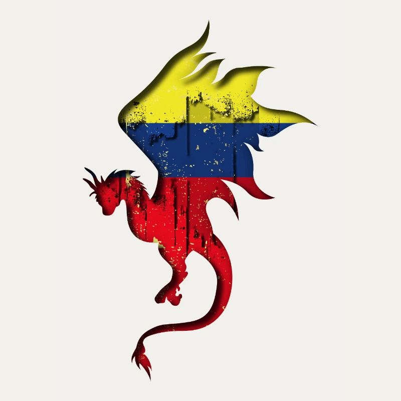Drapeau de la Colombie - Colombie - Silhouette de dragon