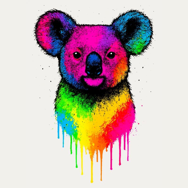 Rainbow Koala Neon Splatter