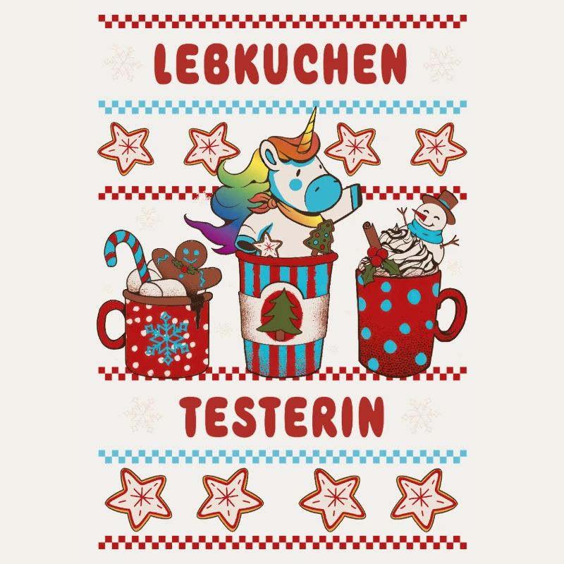 Lebkuchen Testerin mit Einhorn Weihnachten